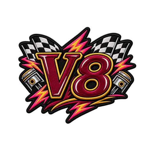 V8 youthful letter badge
